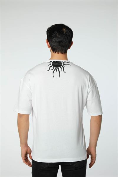 Baskılı Oversize Bisiklet Yaka T-Shirt