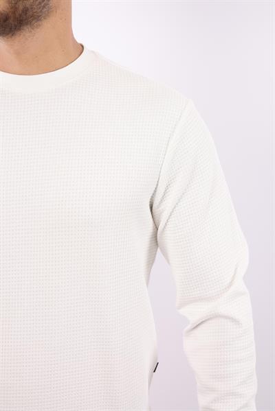 Waffle Dokuma Bisiklet Yaka Battal Sweatshirt