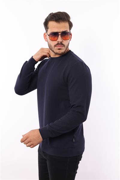 Waffle Dokuma Bisiklet Yaka Sweatshirt – Pamuk Viskon Regular Fit Rugatchi Exclusive