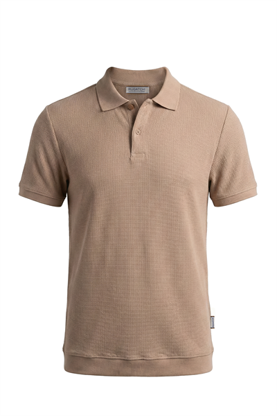 Erkek Waffle Dokulu Esnek Polo Tişört