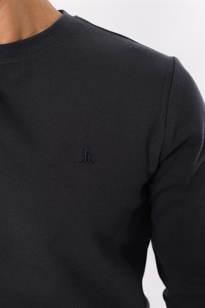 Diagonal Interlok Bisiklet Yaka Sweatshirt – Pamuk Viskon Regular Fit Rugatchi Exclusive