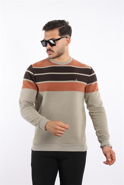 Panolu Selanik Dokuma Bisiklet Yaka Sweatshirt – Pamuk Viskon Regular Fit