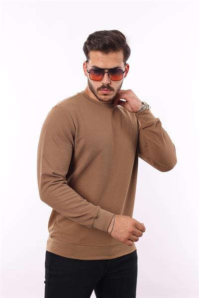 Waffle Dokuma Bisiklet Yaka Sweatshirt – Pamuk Viskon Regular Fit Rugatchi Exclusive
