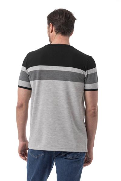 Yatay Baskılı Bisiklet Yaka T-Shirt