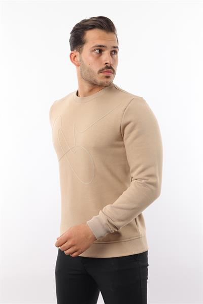 3 İplik Şardonlu Bisiklet Yaka Sweatshirt – Pamuk Viskon Regular Fit Rugatchi Exclusive