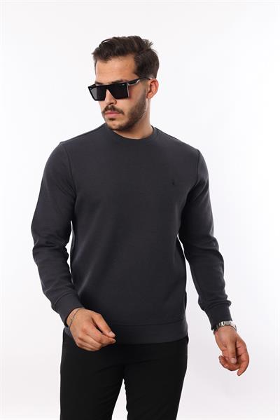 Diagonal Interlok Bisiklet Yaka Sweatshirt – Pamuk Viskon Regular Fit Rugatchi Exclusive