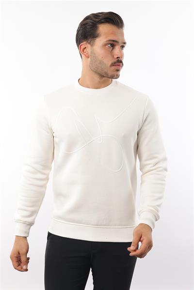 3 İplik Şardonlu Bisiklet Yaka Sweatshirt – Pamuk Viskon Regular Fit Rugatchi Exclusive