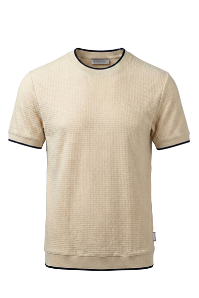 Erkek Triko Görünümlü Bisiklet Yaka Tişört