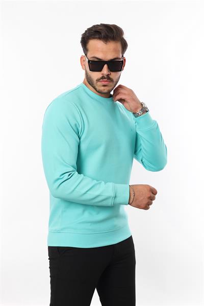 Diagonal Interlok Bisiklet Yaka Sweatshirt – Pamuk Viskon Regular Fit Rugatchi Exclusive