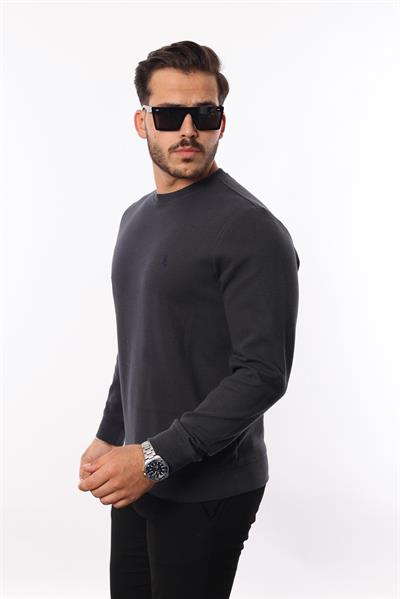 Diagonal Interlok Bisiklet Yaka Sweatshirt – Pamuk Viskon Regular Fit Rugatchi Exclusive