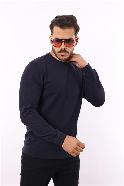 Waffle Dokuma Bisiklet Yaka Sweatshirt – Pamuk Viskon Regular Fit Rugatchi Exclusive