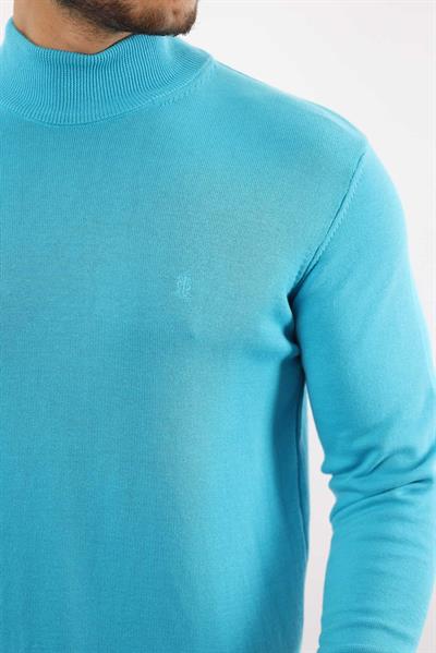 Erkek Yarım Balıkçı Yaka Triko Kazak — %100 Pamuk