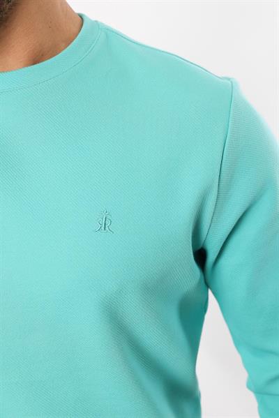 Diagonal Interlok Bisiklet Yaka Sweatshirt – Pamuk Viskon Regular Fit Rugatchi Exclusive