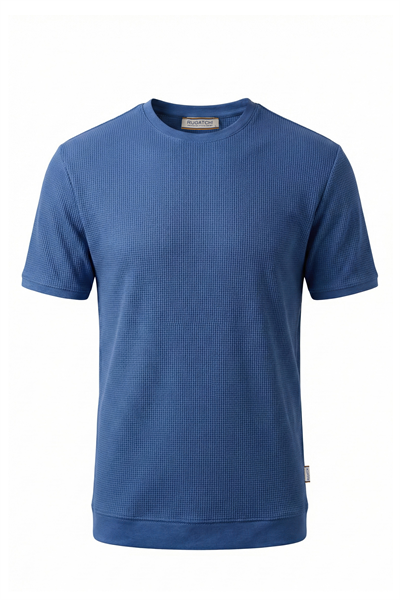 Erkek Waffle Dokulu Bisiklet Yaka Tişört