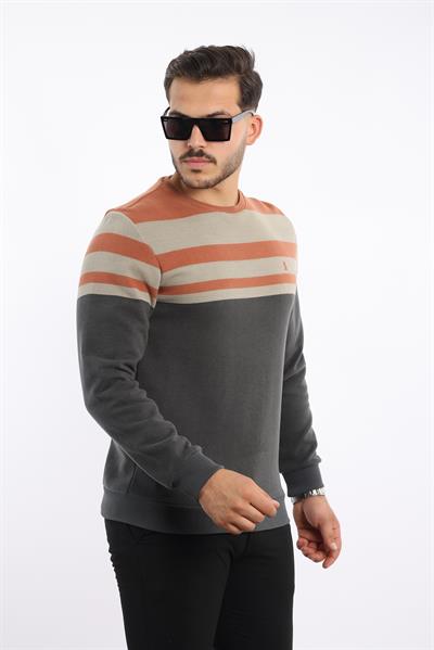 Rugatchi Panolu Selanik Sweatshirt – %100 Pamuk Bisiklet Yaka