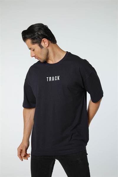 Baskılı Oversize Bisiklet Yaka T-Shirt