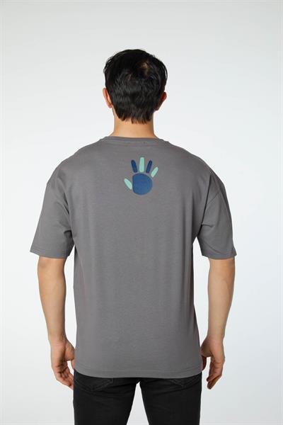 Baskılı Oversize Bisiklet Yaka T-Shirt