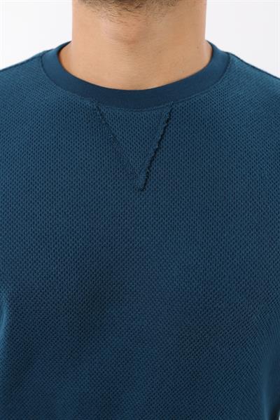 Petek Dokuma Jakarlı Bisiklet Yaka Sweatshirt – Pamuk Viskon Regular Fit Rugatchi Exclusive