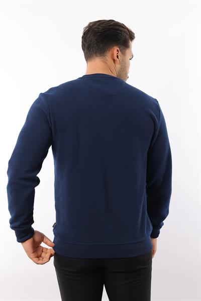 Petek Dokuma Jakarlı Bisiklet Yaka Sweatshirt – Pamuk Viskon Regular Fit Rugatchi Exclusive
