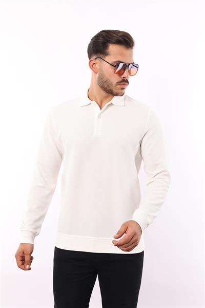 Waffle Dokuma Polo Yaka Sweatshirt – Pamuk Viskon Regular Fit Rugatchi Exclusive