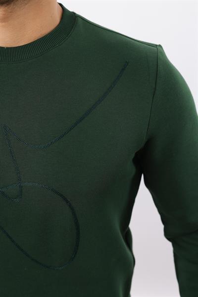 3 İplik Şardonlu Bisiklet Yaka Sweatshirt – Pamuk Viskon Regular Fit Rugatchi Exclusive