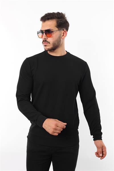 Waffle Dokuma Bisiklet Yaka Sweatshirt – Pamuk Viskon Regular Fit Rugatchi Exclusive