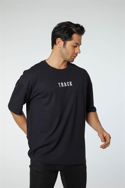 Baskılı Oversize Bisiklet Yaka T-Shirt