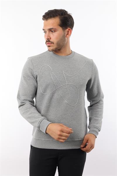 3 İplik Şardonlu Bisiklet Yaka Sweatshirt – Pamuk Viskon Regular Fit Rugatchi Exclusive