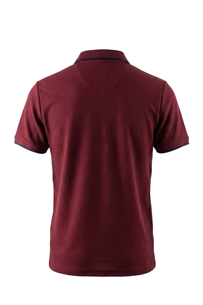 Erkek Waffle Dokulu Kontrast Çizgili Polo