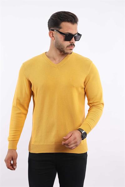 Premium Erkek V Yaka Triko — %100 Pamuk, Nefes Alan Konforlu Kazak