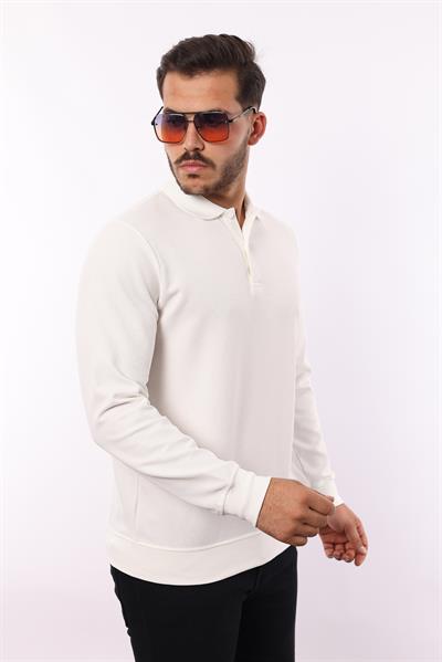 Waffle Dokuma Polo Yaka Sweatshirt – Pamuk Viskon Regular Fit Rugatchi Exclusive