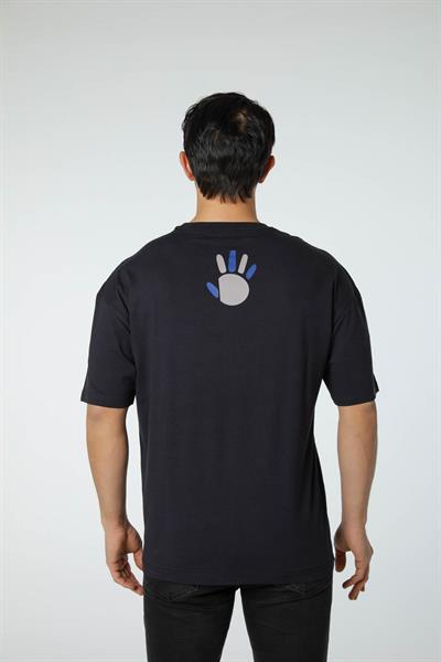 Baskılı Oversize Bisiklet Yaka T-Shirt