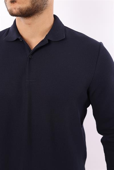 Waffle Dokuma Polo Yaka Sweatshirt – Pamuk Viskon Regular Fit Rugatchi Exclusive