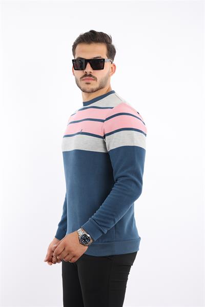 Panolu Selanik Dokuma Bisiklet Yaka Sweatshirt – Pamuk Viskon Regular Fit