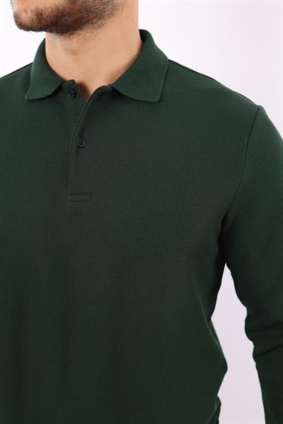 Waffle Dokuma Polo Yaka Sweatshirt – Pamuk Viskon Regular Fit Rugatchi Exclusive