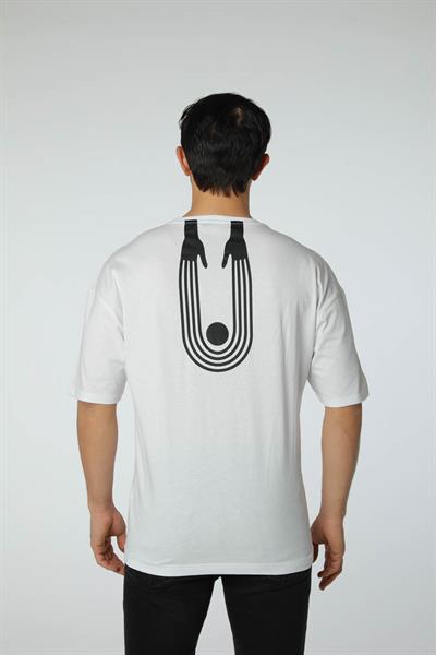 Baskılı Oversize Bisiklet Yaka - T-Shirt