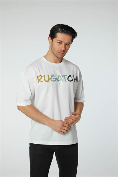 Baskılı Oversize Bisiklet Yaka T-Shirt