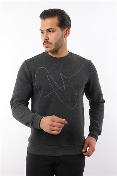 3 İplik Şardonlu Bisiklet Yaka Sweatshirt – Pamuk Viskon Regular Fit Rugatchi Exclusive
