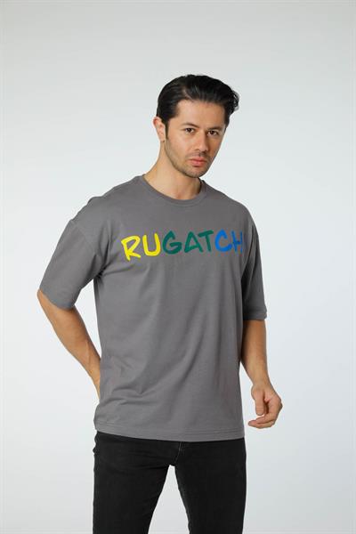Baskılı Oversize Bisiklet Yaka T-Shirt
