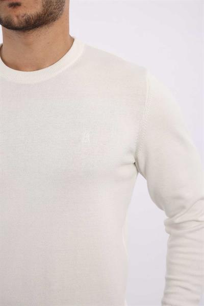 Erkek Bisiklet Yaka Klasik Düz Triko — %100 Pamuk, Şık & Konforlu Kazak