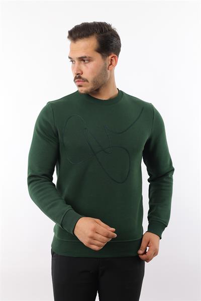 3 İplik Şardonlu Bisiklet Yaka Sweatshirt – Pamuk Viskon Regular Fit Rugatchi Exclusive