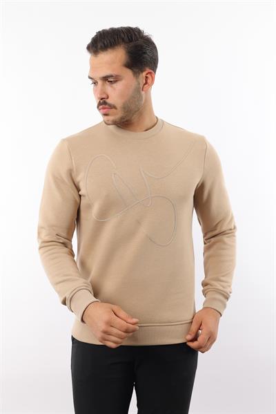 3 İplik Şardonlu Bisiklet Yaka Sweatshirt – Pamuk Viskon Regular Fit Rugatchi Exclusive