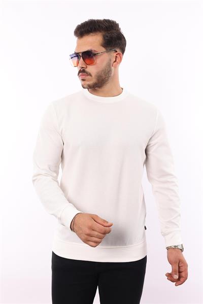 Waffle Dokuma Bisiklet Yaka Sweatshirt – Pamuk Viskon Regular Fit Rugatchi Exclusive