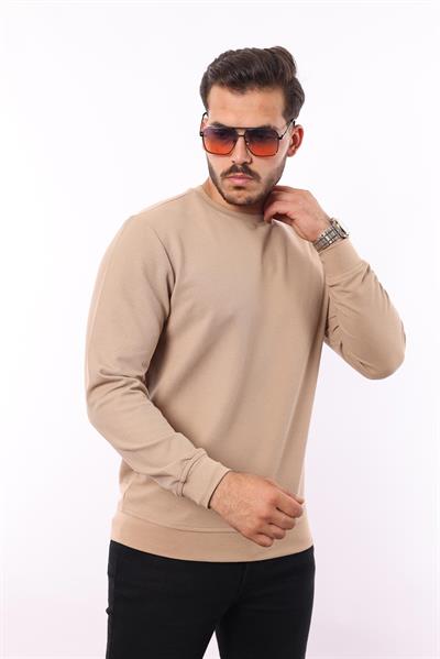 Waffle Dokuma Bisiklet Yaka Sweatshirt – Pamuk Viskon Regular Fit Rugatchi Exclusive