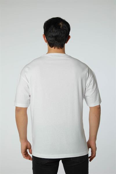 Baskılı Oversize Bisiklet Yaka T-Shirt