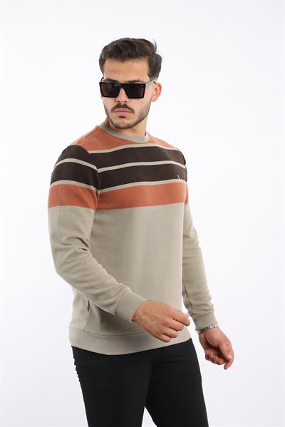 Panolu Selanik Dokuma Bisiklet Yaka Sweatshirt – Pamuk Viskon Regular Fit