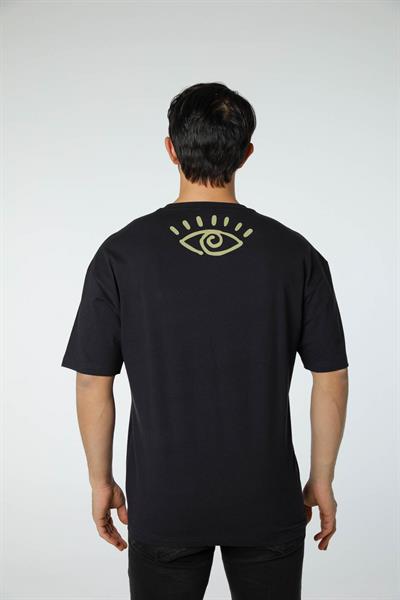 Baskılı Oversize Bisiklet Yaka T-Shirt