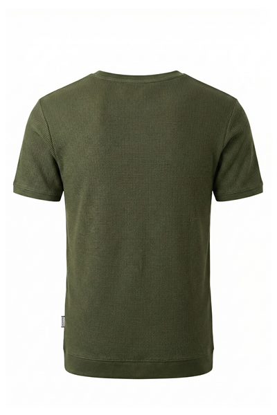 Erkek Waffle Dokulu Bisiklet Yaka Tişört