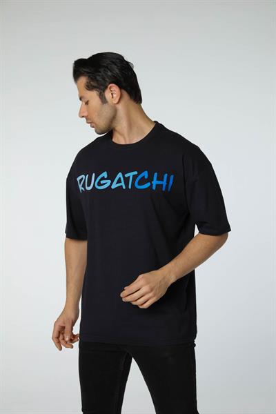 Baskılı Oversize Bisiklet Yaka T-Shirt