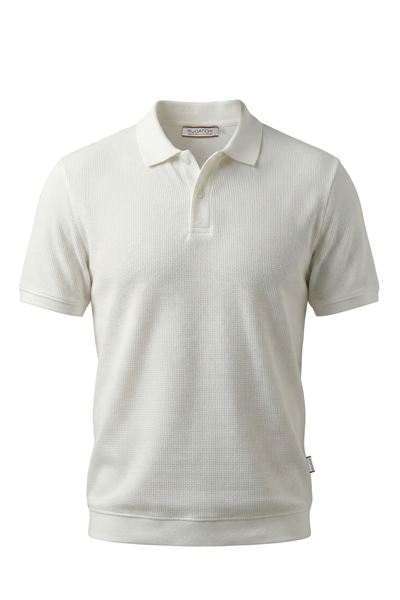 Erkek Waffle Dokulu Esnek Polo Tişört